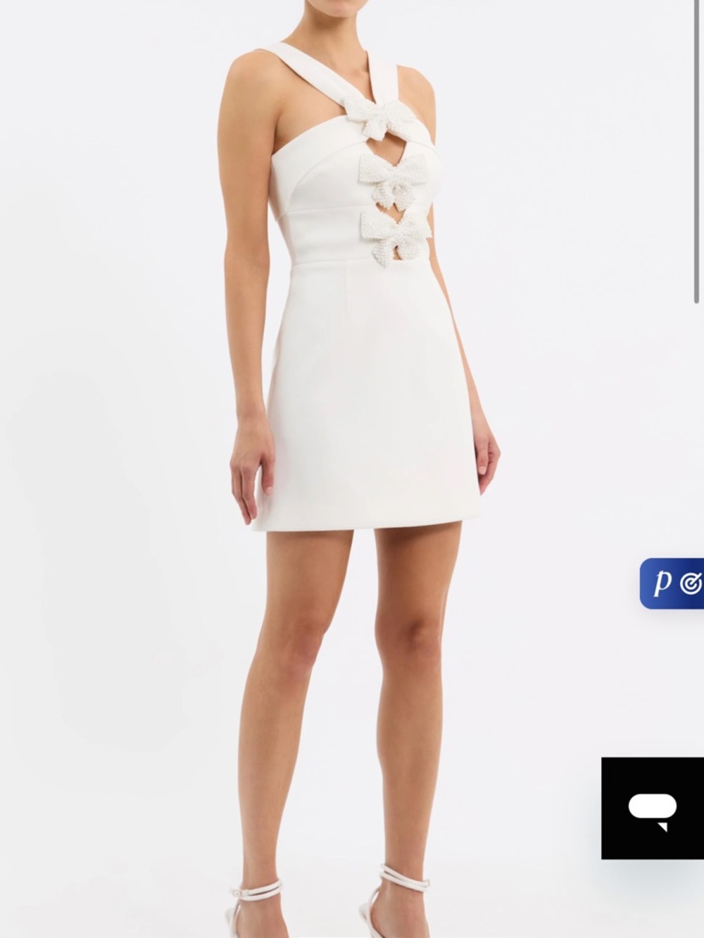 Rebecca Vallance Hermoine Mini Ivory Cutout Bow Mini Dress size US 2 - Picture 6 of 10